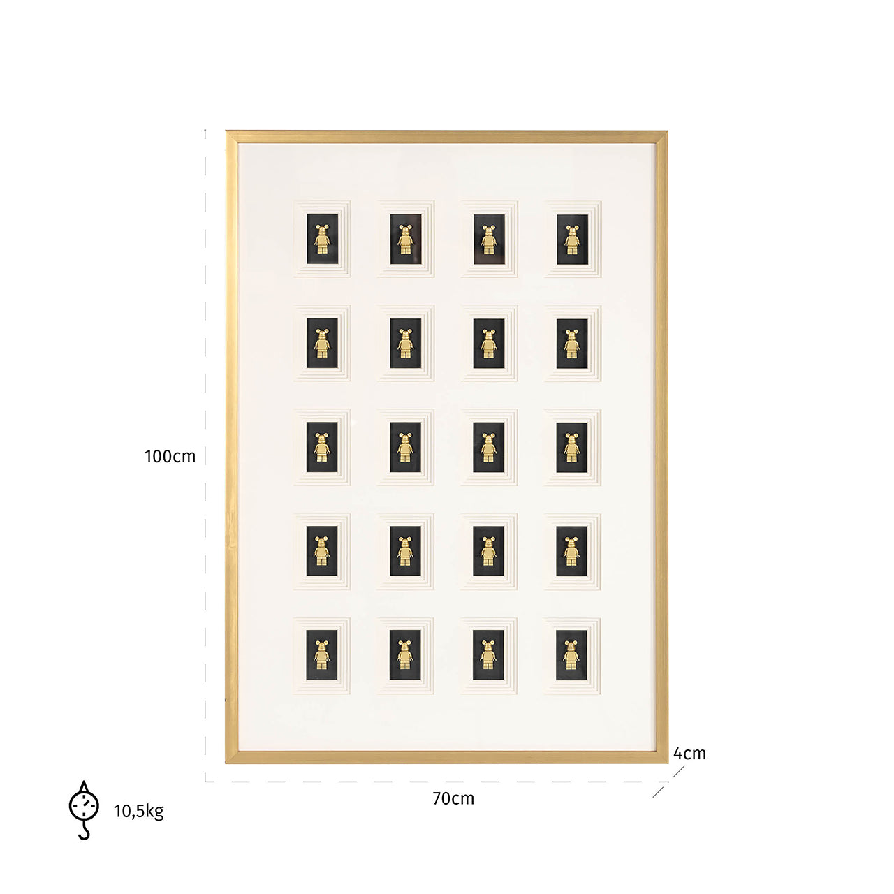Wanddecoratie Beer blok 3D (Zwart/goud)