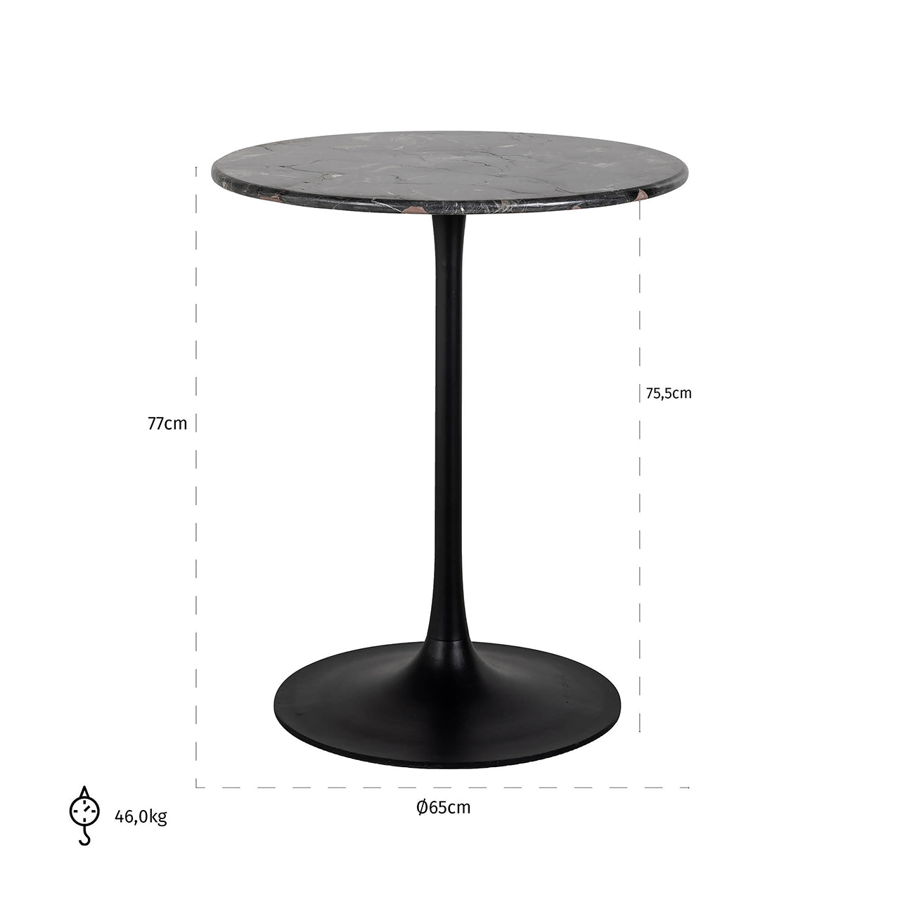 Bistrotafel Carlten 65Ø (Zwart)