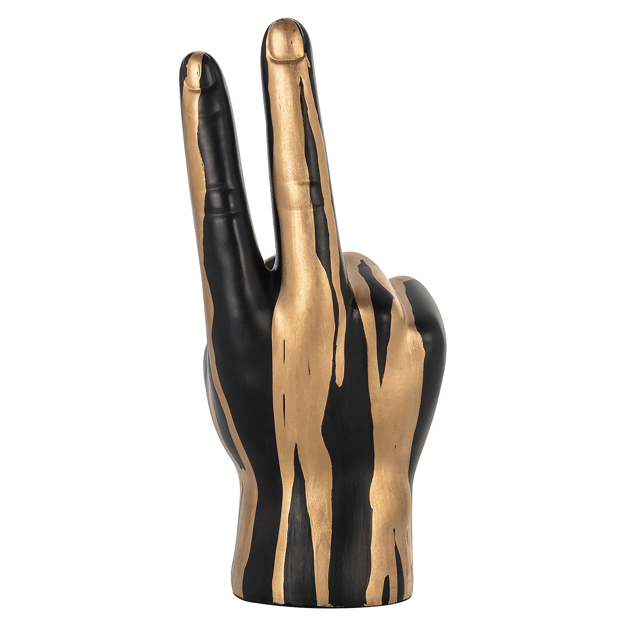Deco object hand peace (Zwart/goud)