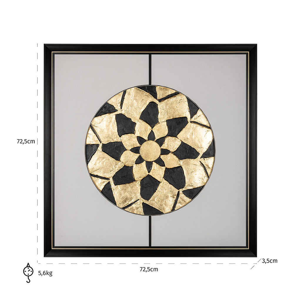 Wandkunst Zon (Zwart/goud)