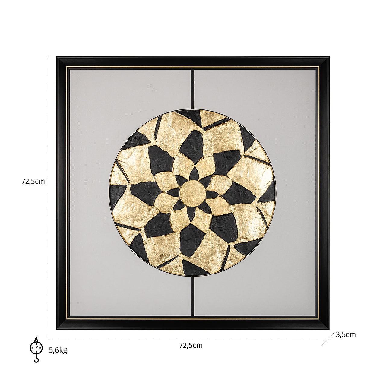 Wandkunst Zon (Zwart/goud)