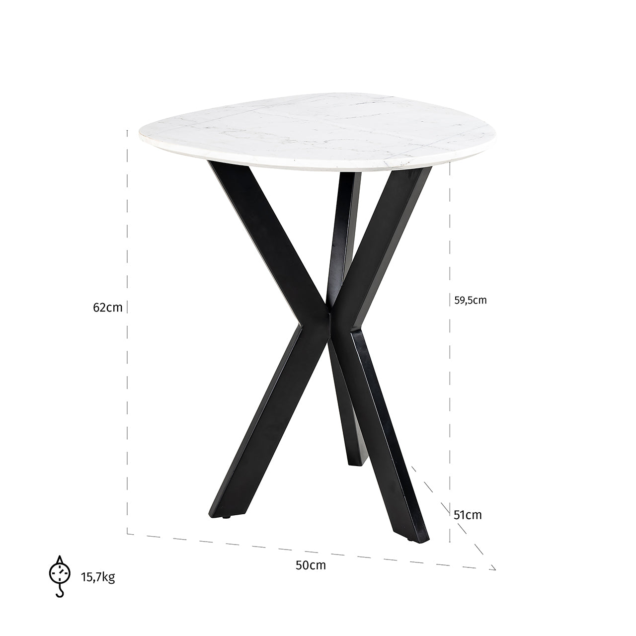 Bijzettafel Trocadero wit (Zwart/wit)