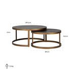 Salontafel Blackbone messing set van 2 (Zwart rustiek)