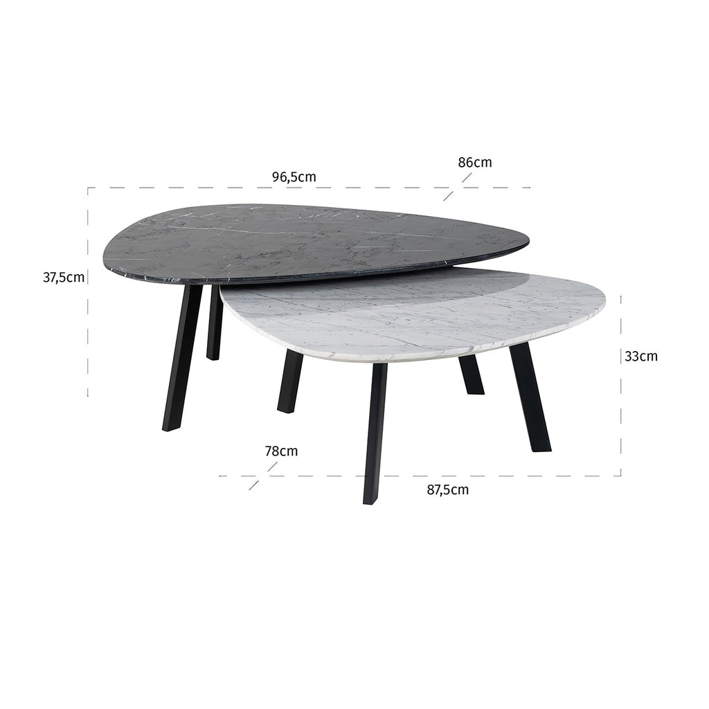 Salontafel Trocadero set van 2 (Zwart/wit)