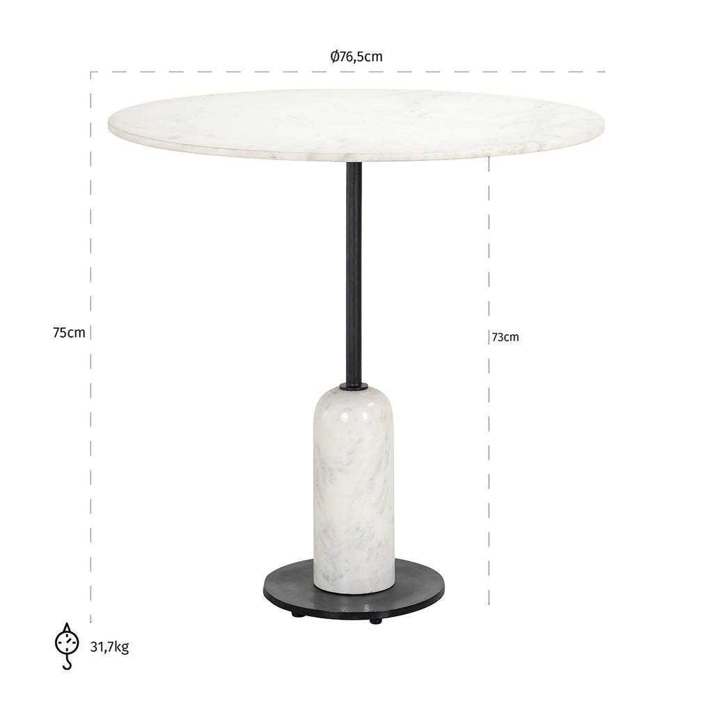 Bistrotafel Jagger 76Ø (Zwart/wit)