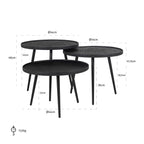 Salontafel Oxford set van 3 (Zwart)