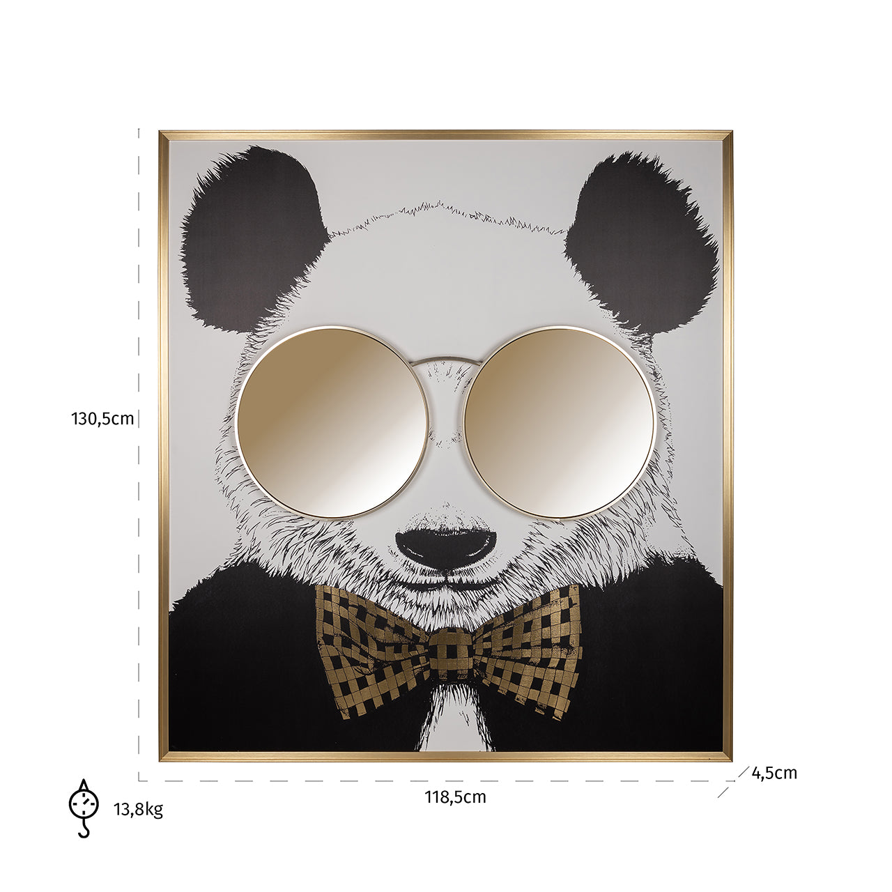 Wandkunst glanzende Panda (Zwart/goud)