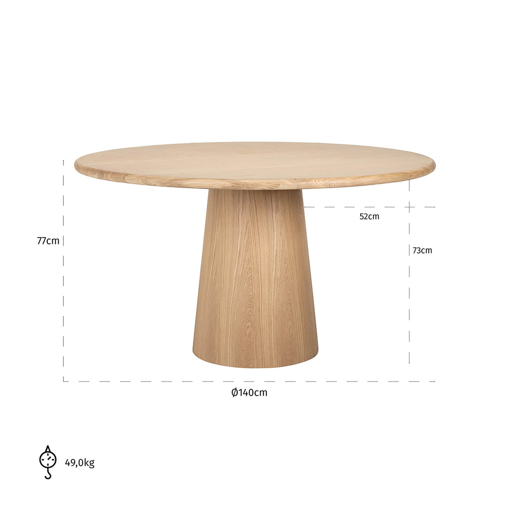 Eettafel Oakley 140Ø (Natuurlijk eiken)
