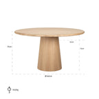 Eettafel Oakley 140Ø (Natuurlijk eiken)