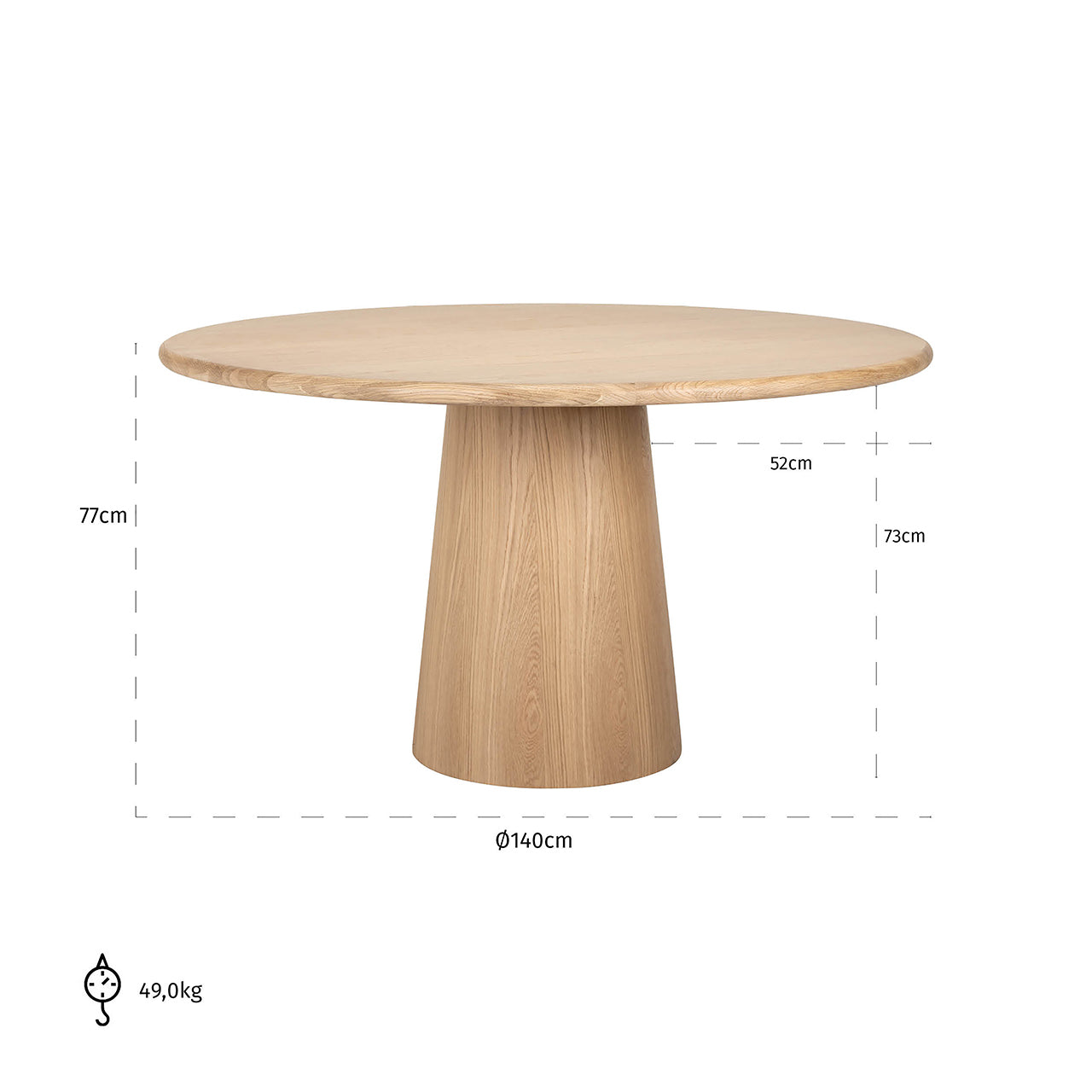 Eettafel Oakley 140Ø (Natuurlijk eiken)