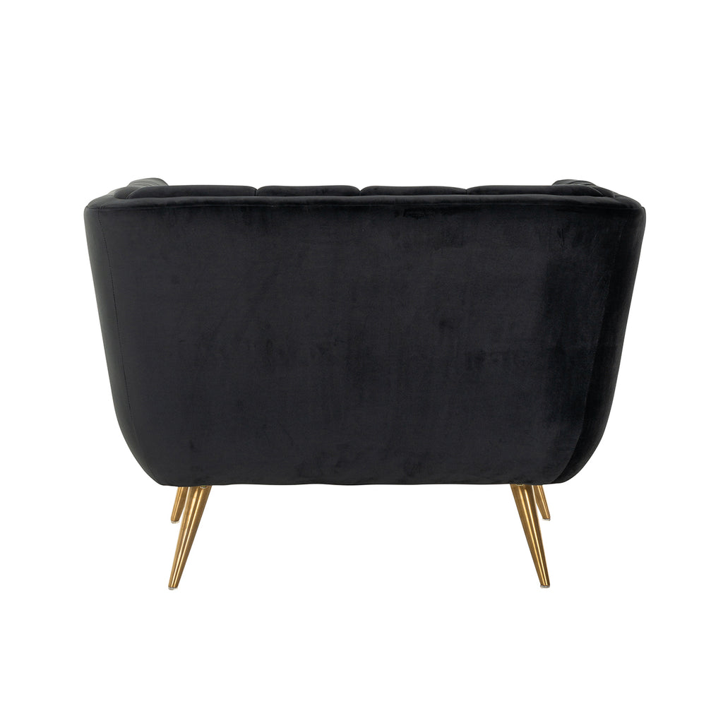 Fauteuil Huxley Antraciet fluweel / Geborsteld goud (Quartz Antraciet 801)