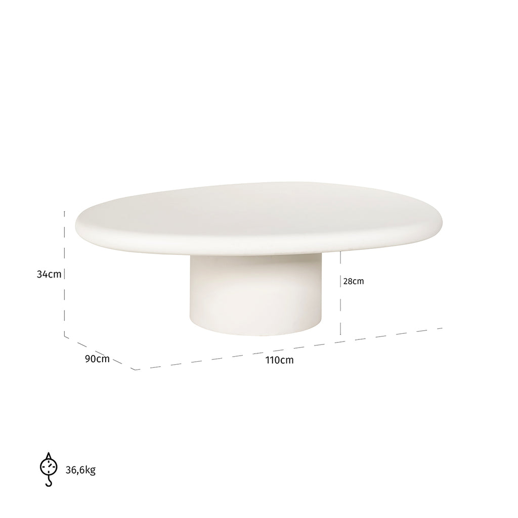 Salontafel Bloomstone 110x90 (Wit)