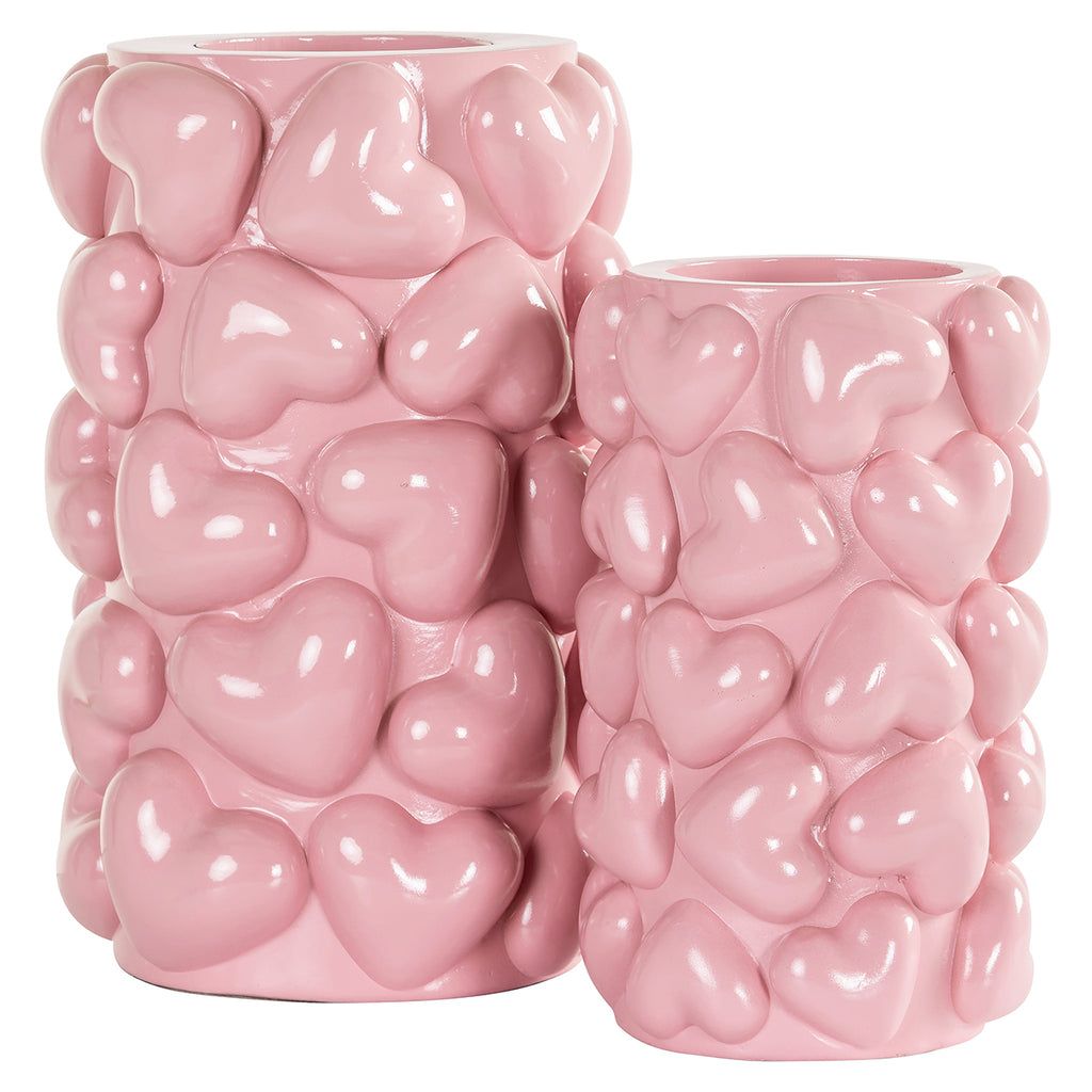 Kandelaar Emel hartjes klein (Roze)