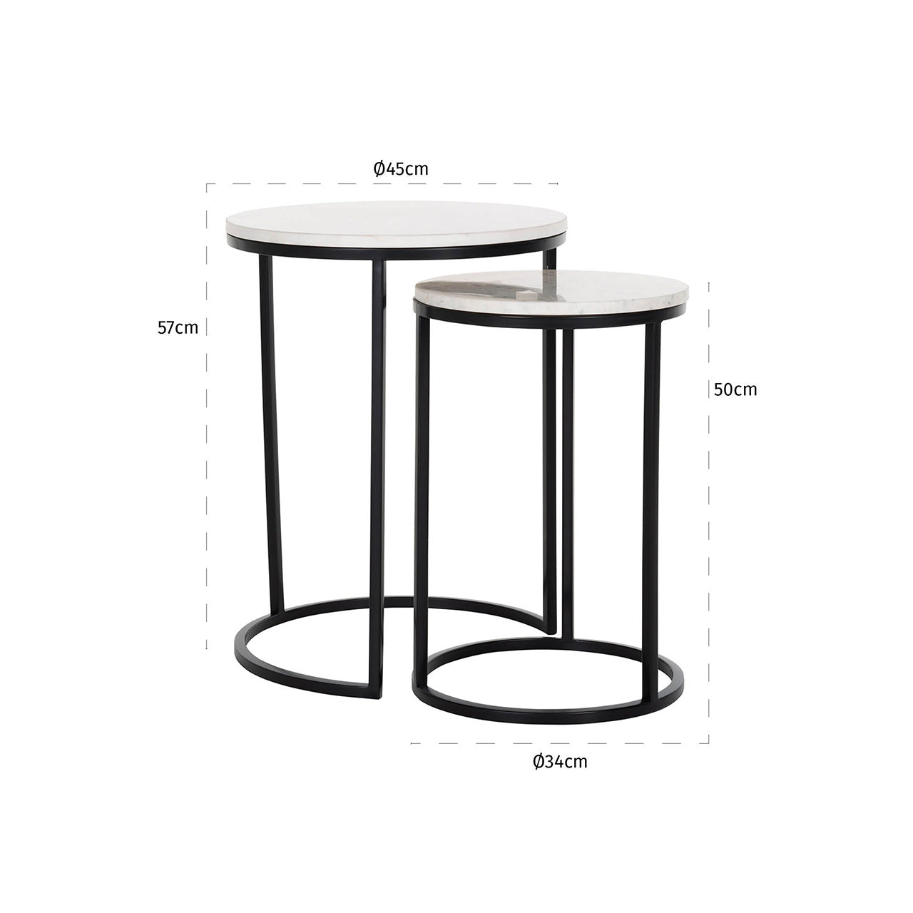 Bijzettafel Lexington set van 2 (Wit)