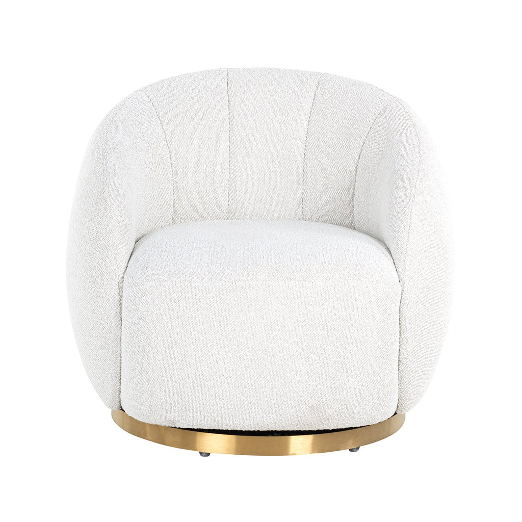 Draaifauteuil Jago wit bouclé / geborsteld goud (Copenhagen 900 Bouclé White)