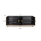 Dressoir Blackbone messing 4-deuren + open vak (Zwart rustiek)