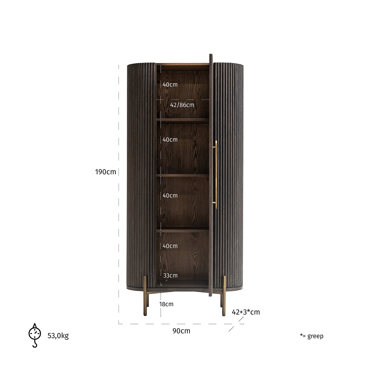 Wandkast Luxor 1-deur (Bruin)