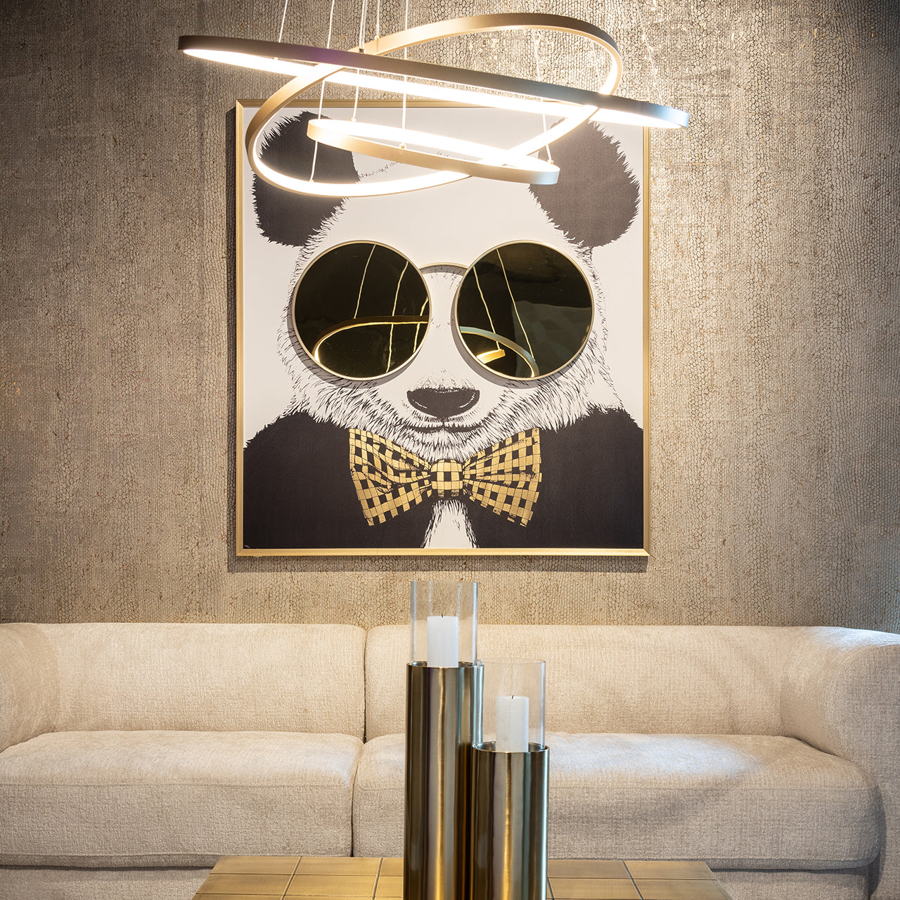 Wandkunst glanzende Panda (Zwart/goud)