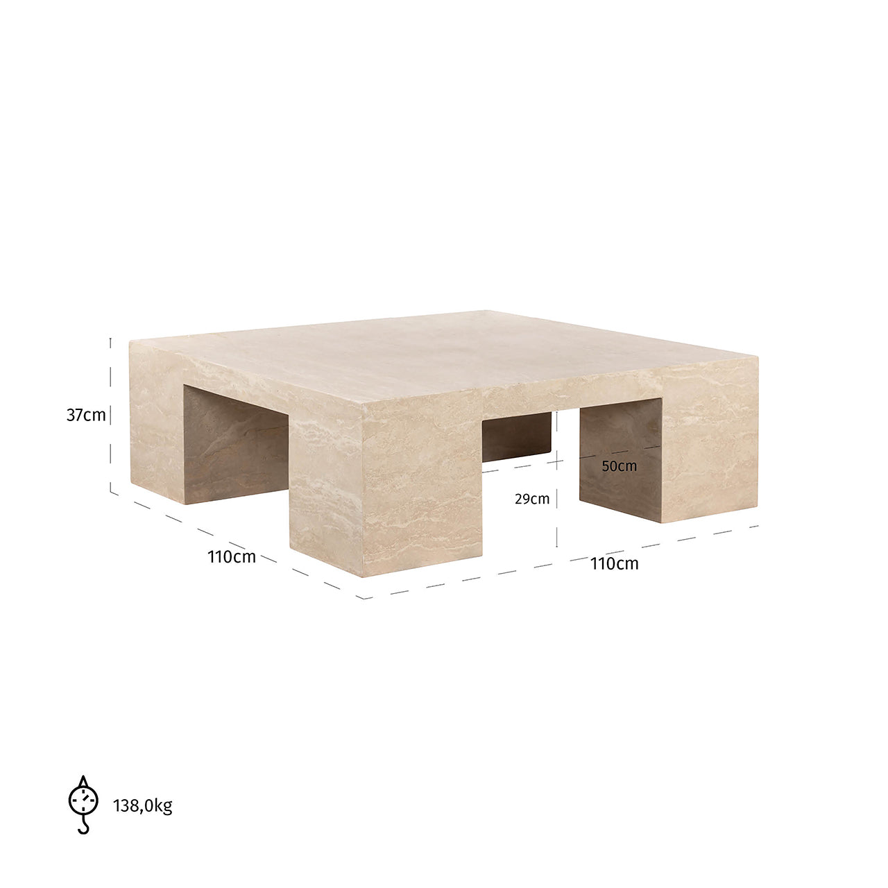 Salontafel Biltmore Italiaans beige Travertijn (Beige)