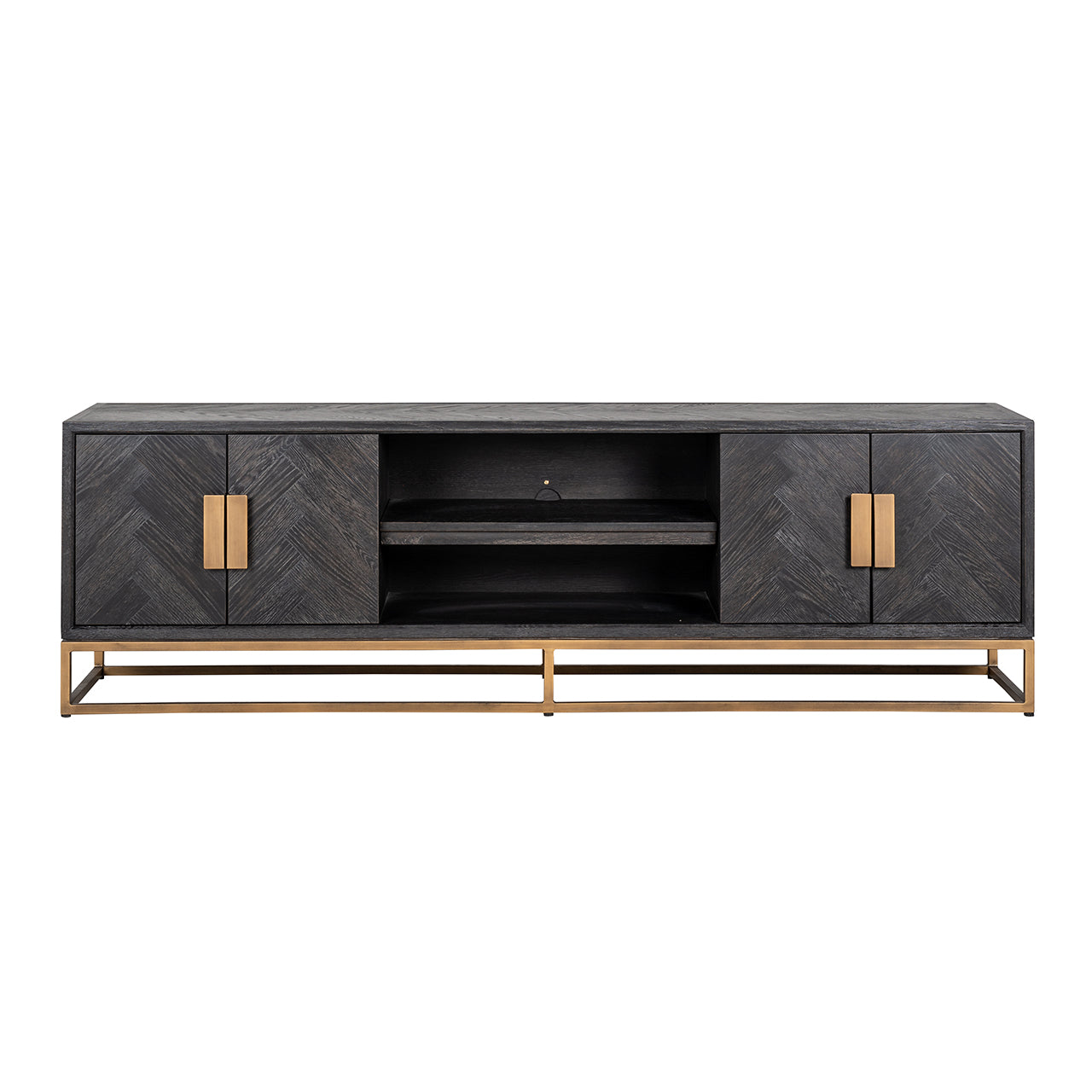 TV-meubel Blackbone messing 4-deuren 200 (Zwart rustiek)