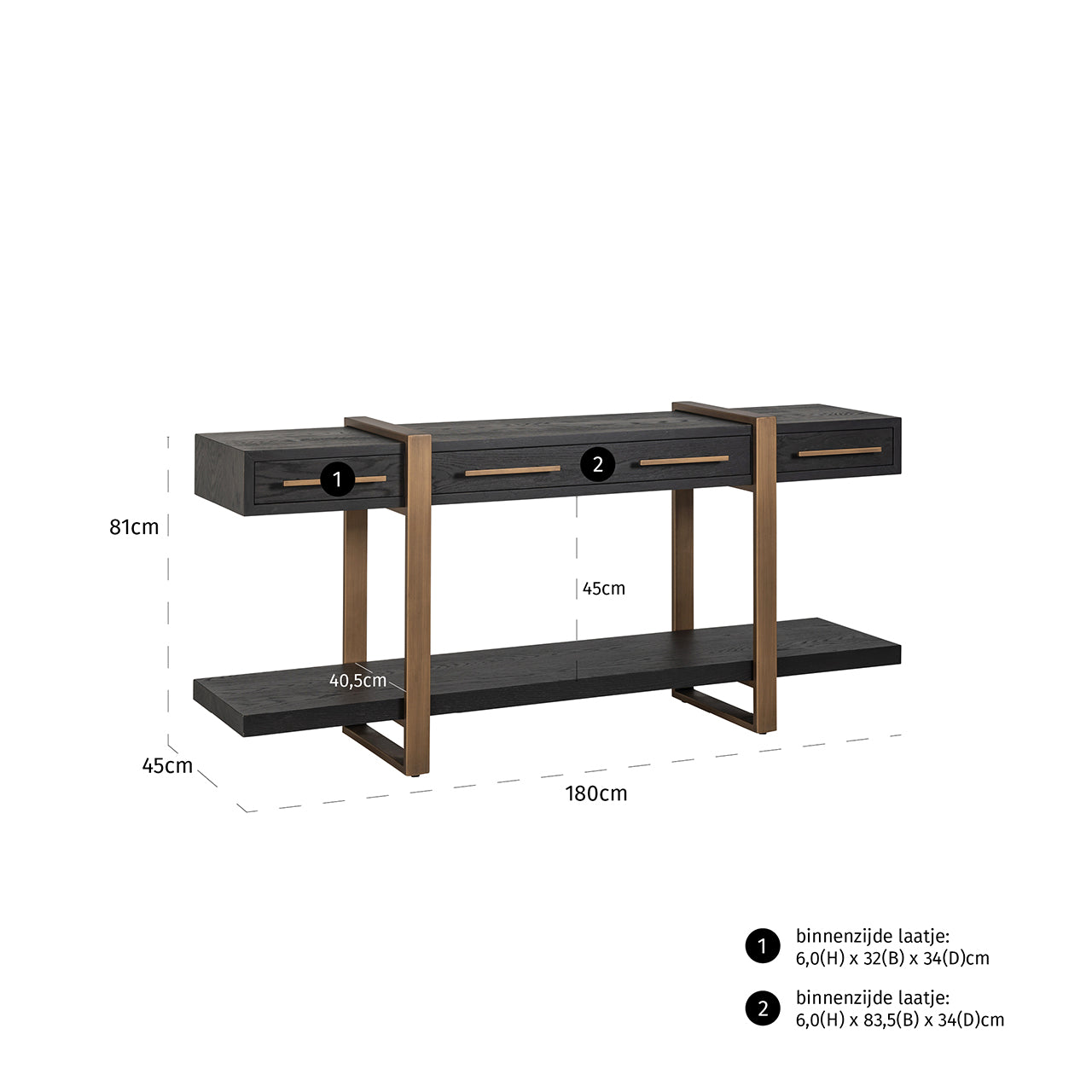 Dressoir Cambon 3 laden (Donker koffie)