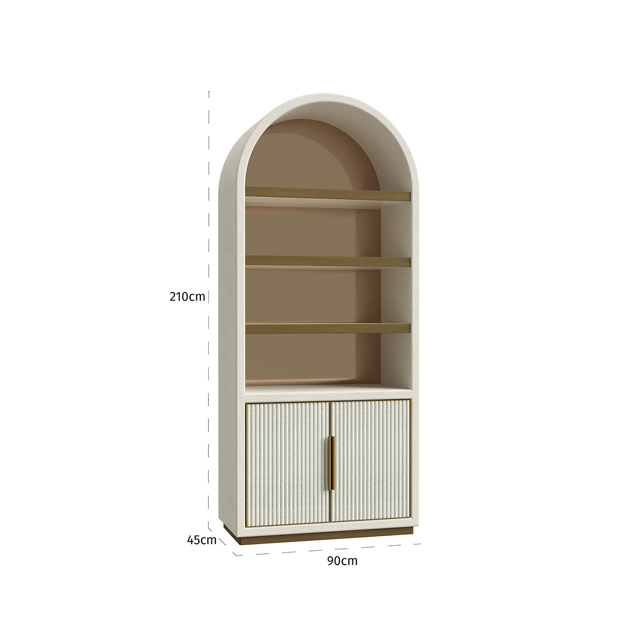 Wandkast Tivoli met gebogen bovenkant 2-deurs 3-planken (Wit)