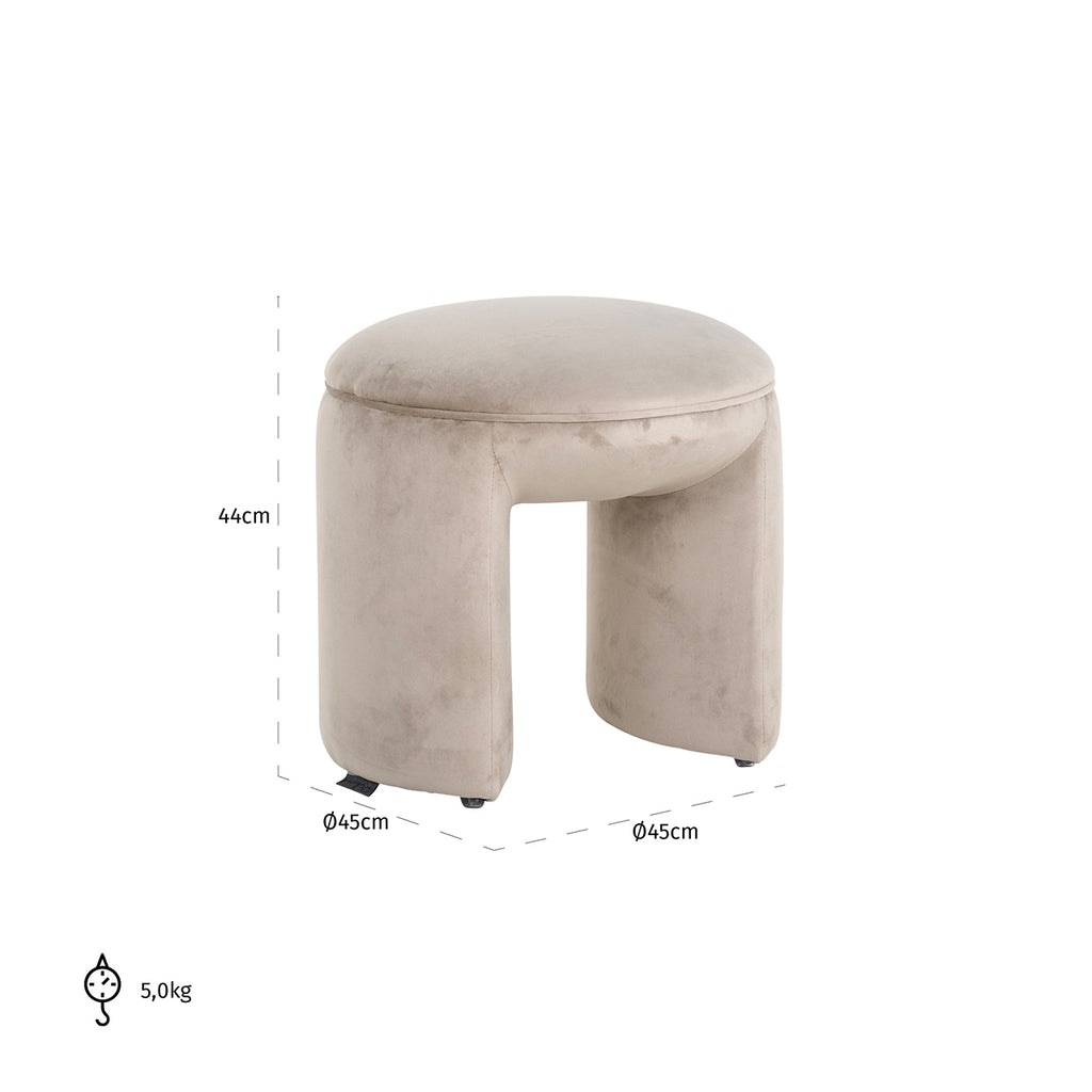 Poef Fargo khaki fluweel (Quartz Khaki 903)