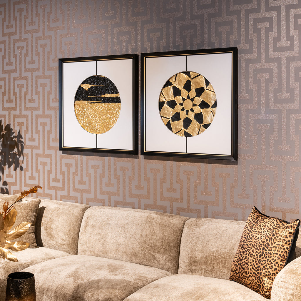 Wandkunst Zon (Zwart/goud)