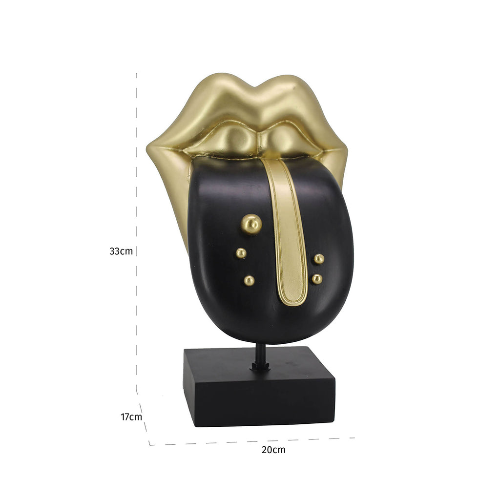 Deco object Tongue (Zwart/goud)