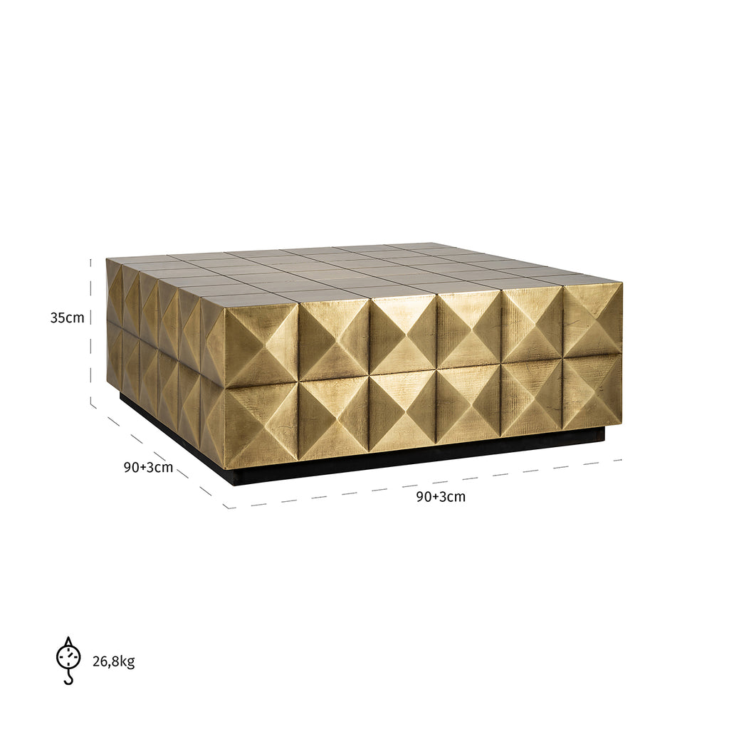 Salontafel Collada incl. glasplaat (Geborsteld Goud)