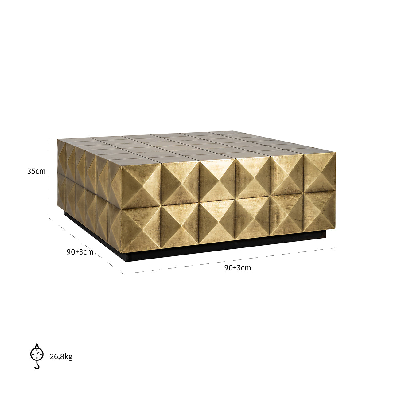 Salontafel Collada incl. glasplaat (Geborsteld Goud)