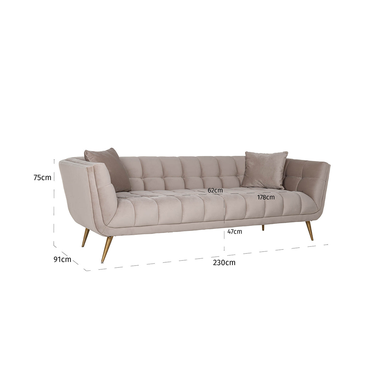 Bank Huxley Khaki fluweel / Geborsteld goud (Kwarts Khaki 903)