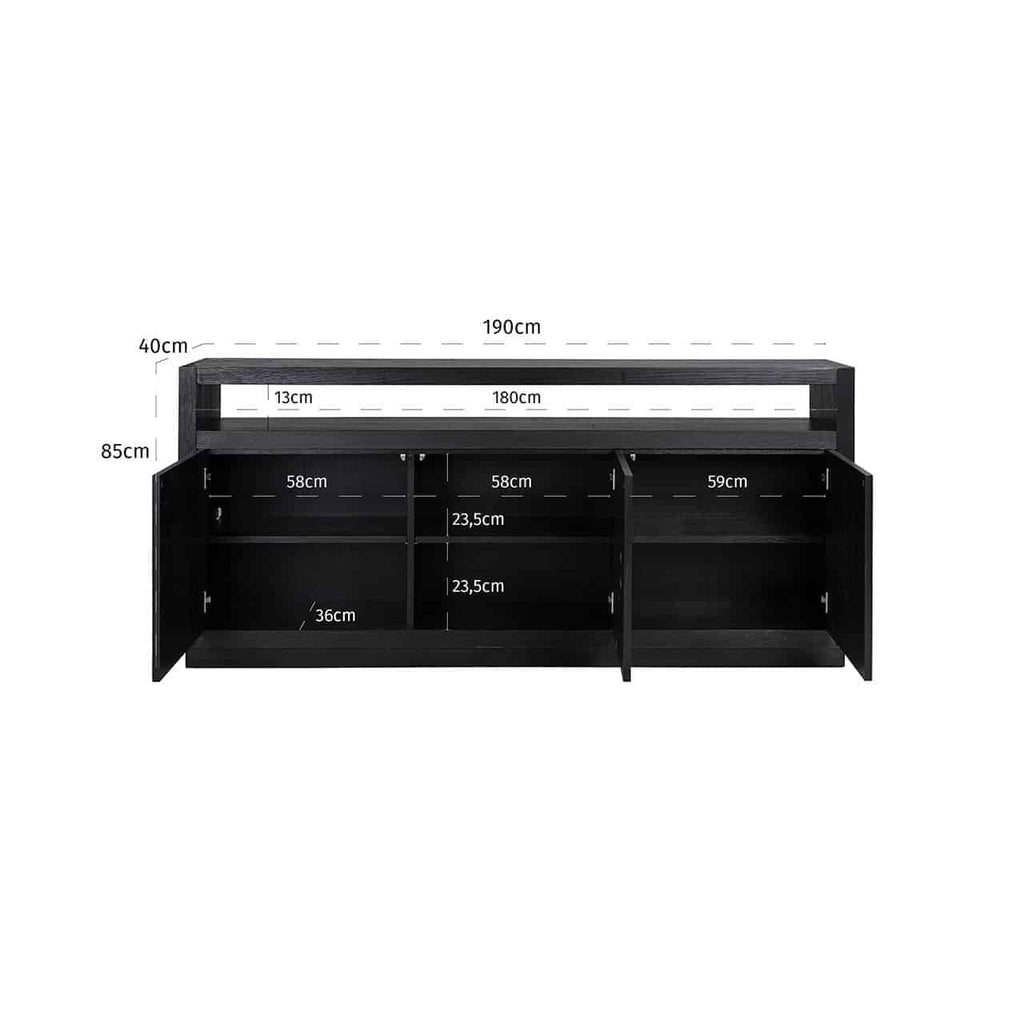 Dressoir Oakura 3-deuren (Zwart)