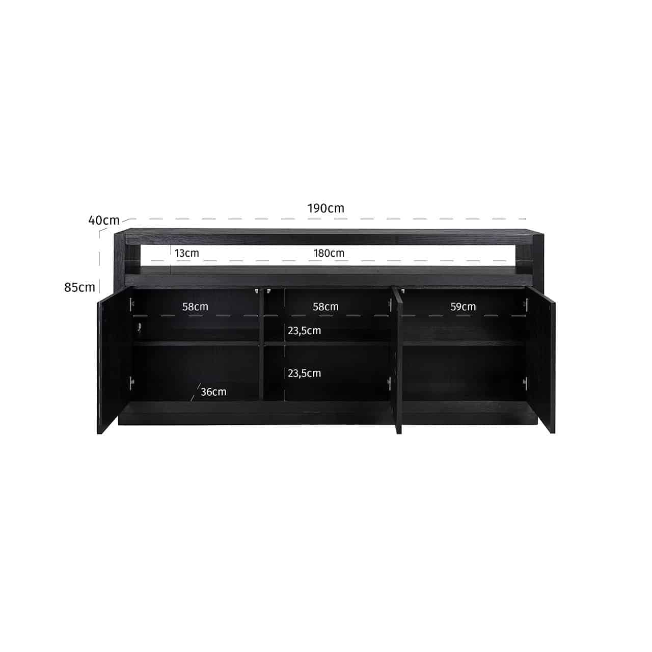 Dressoir Oakura 3-deuren (Zwart)