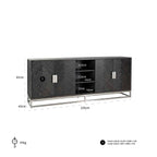 Dressoir Blackbone zilver 4-deuren + open vak (Zwart rustiek)