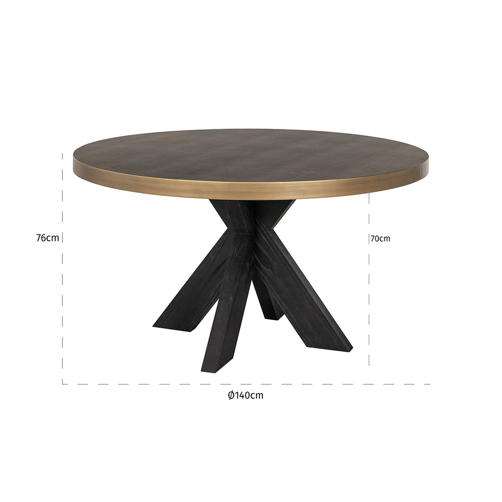 Eettafel Bloomville 140Ø (Zwart/goud)