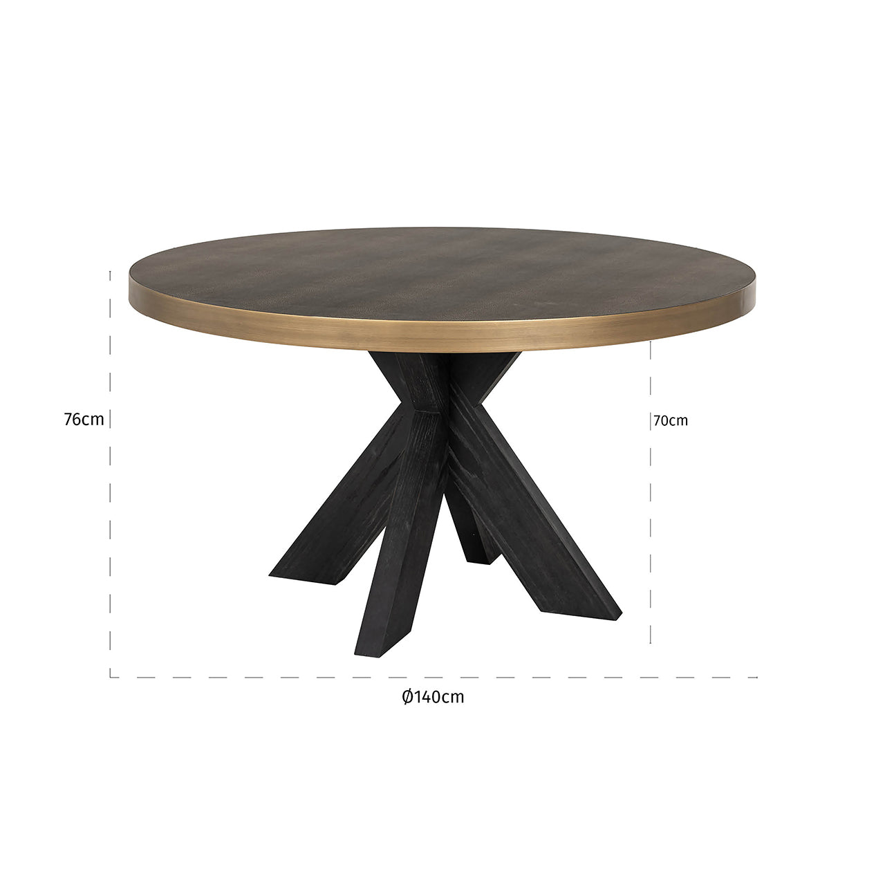Eettafel Bloomville 140Ø (Zwart/goud)