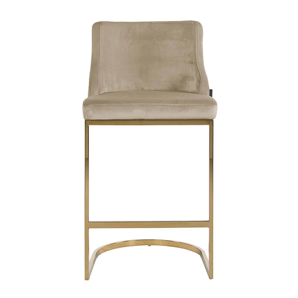 Barstoel Bolton khaki fluweel / goud brandvertragend (Quartz Khaki 903)
