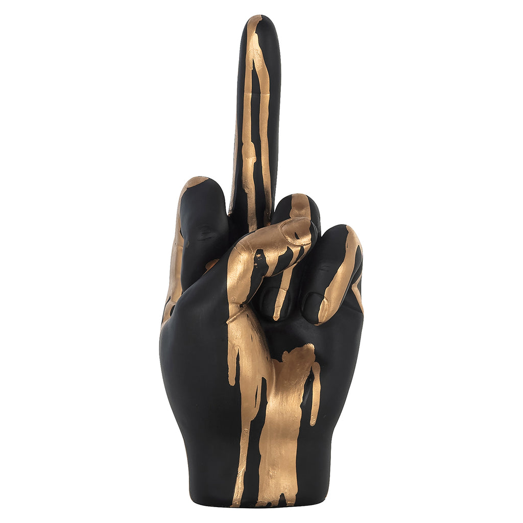 Deco object hand digitus (Zwart/goud)