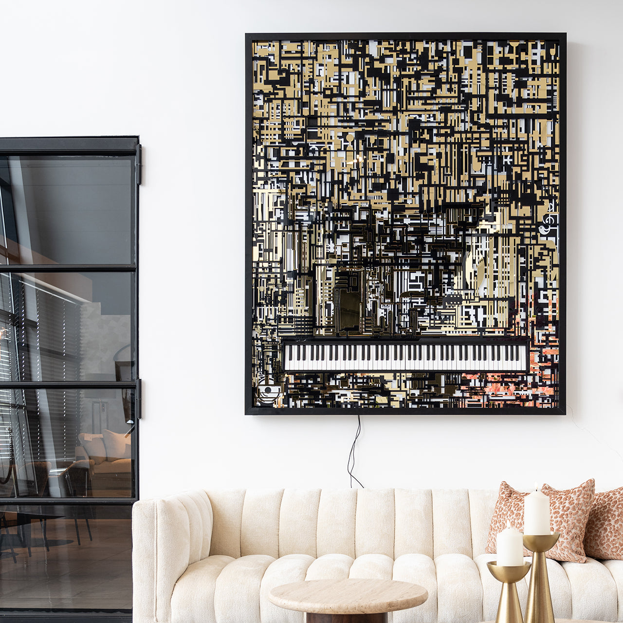 Wandkunst Piano Wibi (Zwart/goud)
