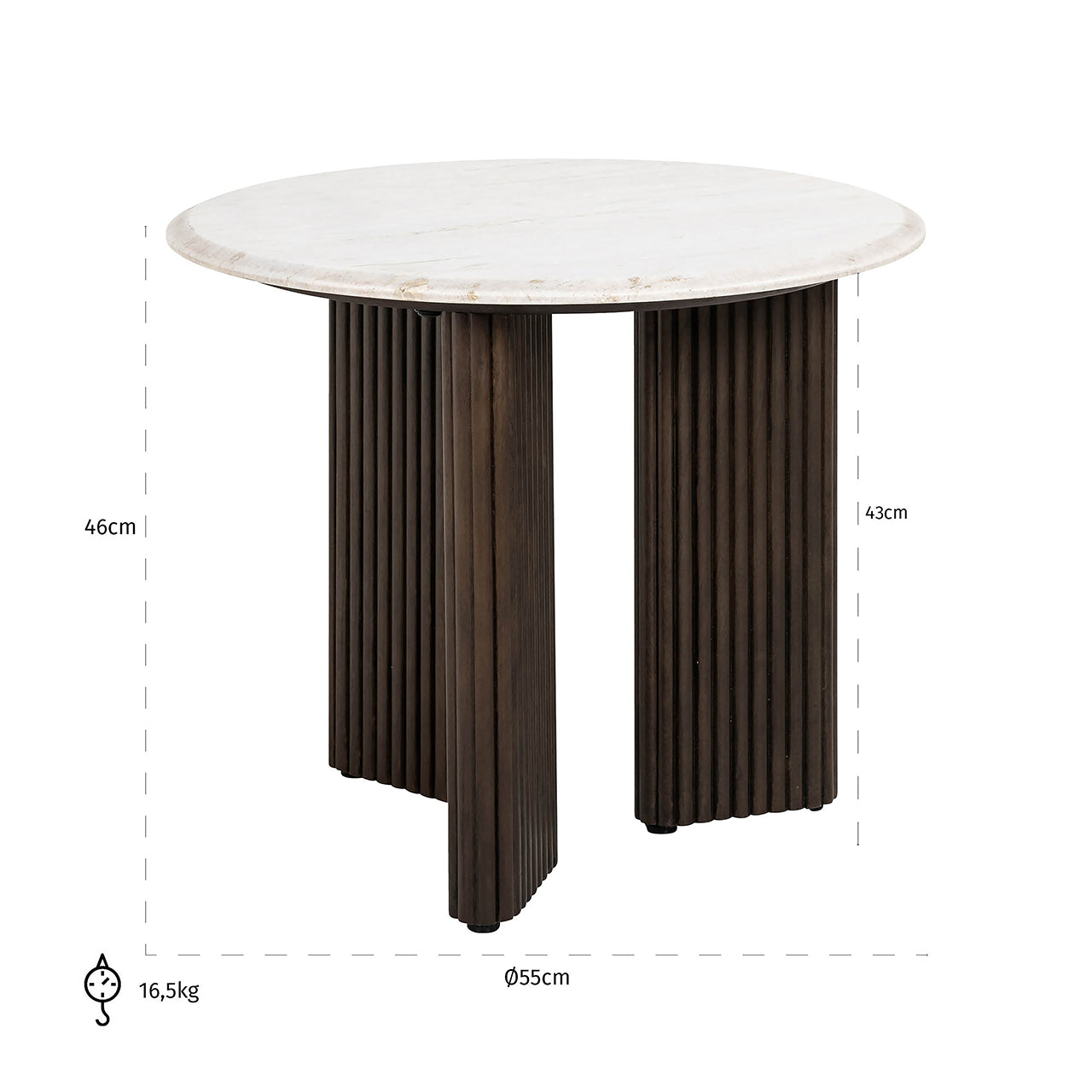 Bijzettafel Mayfield 55Ø (Wit)
