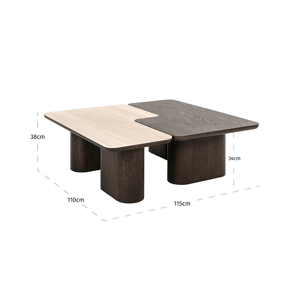 Salontafel Nando set van 2 (Bruin)