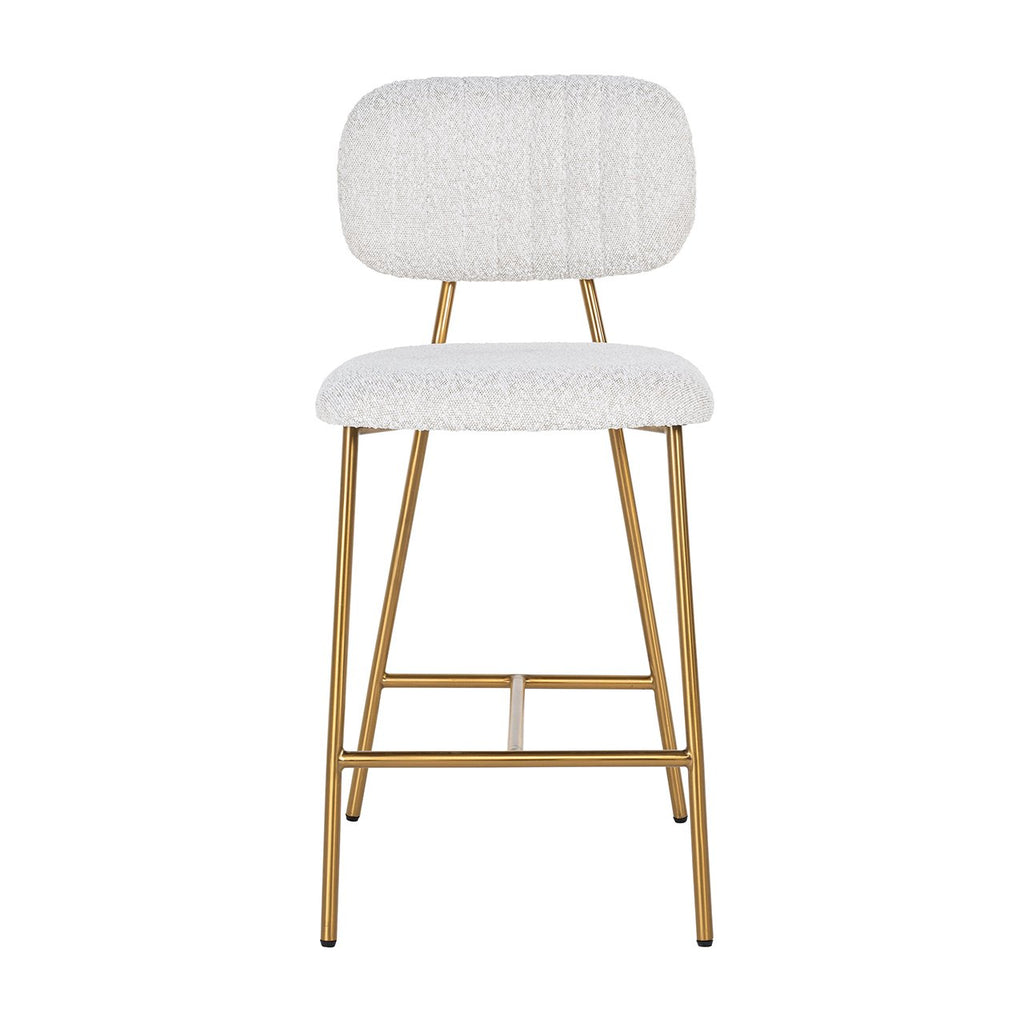 Counterstoel Xenia wit bouclé / geborsteld goud (Copenhagen 900 Bouclé White)
