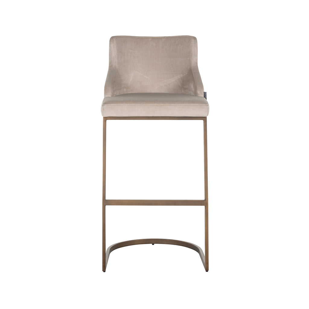 Barstoel Bolton khaki fluweel / geborsteld goud brandvertragend (FR-Quartz 903 Khaki)