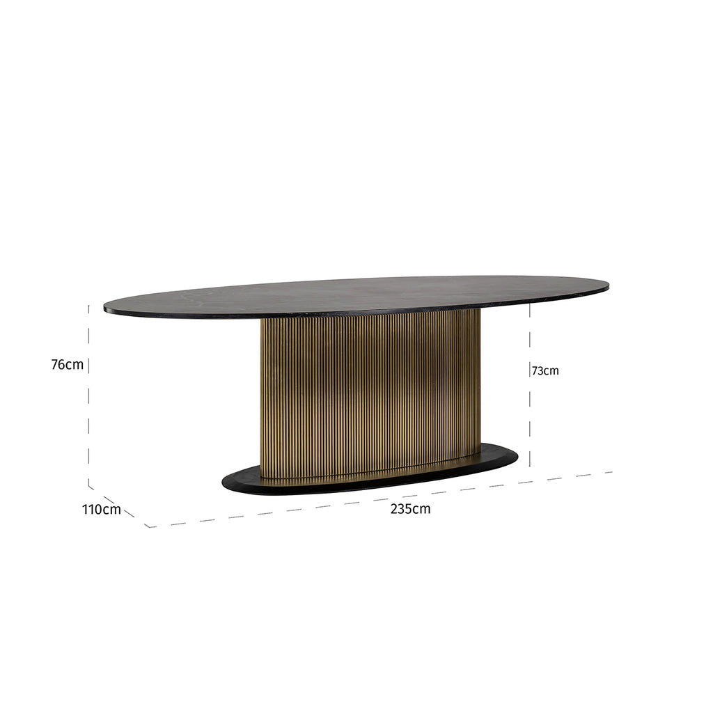 Eettafel Ironville ovaal 235 (Zwart/goud)