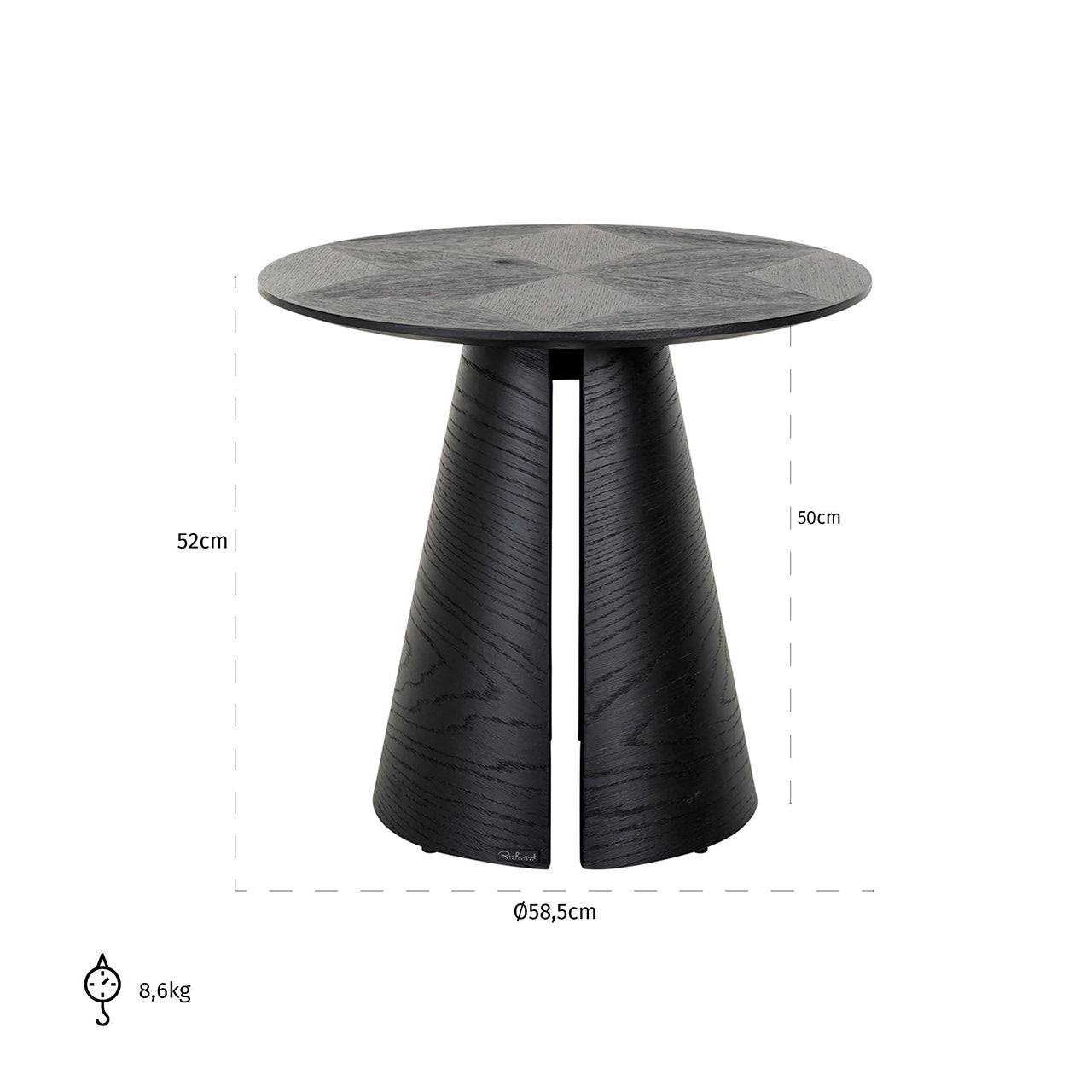 Bijzettafel Blax 585Ø (Zwart)