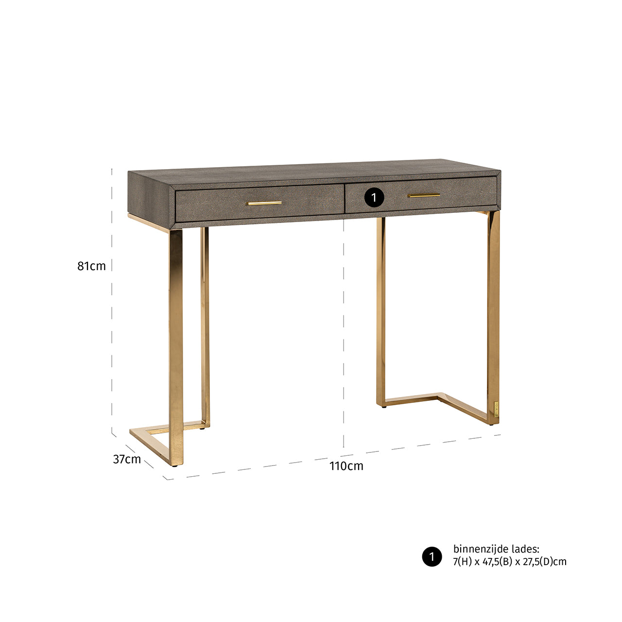 Wandtafel Marie-Lou 2 laden (Goud)