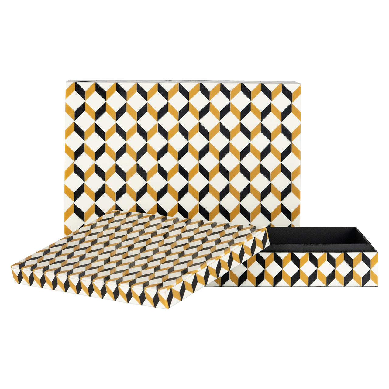 Opbergbox Frences set van 2 (Zwart/goud)