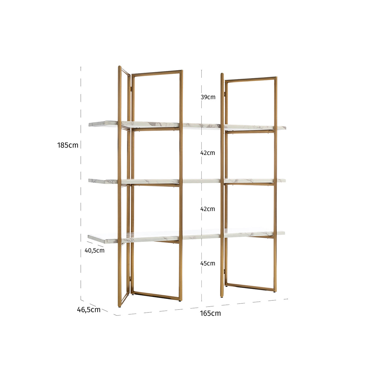 Wandkast Lagrand goud met 3 planken (Goud)