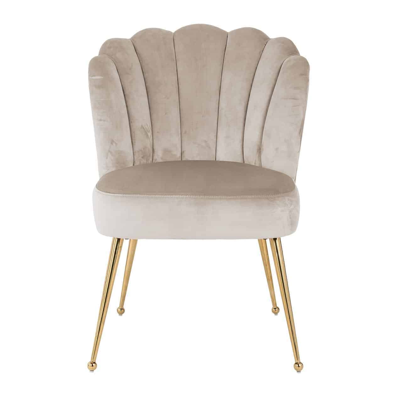 Stoel Pippa khaki fluweel / goud (Quartz Khaki 903)